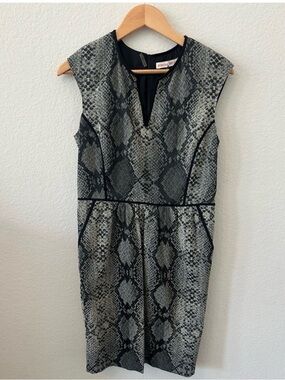 Rebecca Taylor Snake-Print Midi Dress w/ pockets - size 10